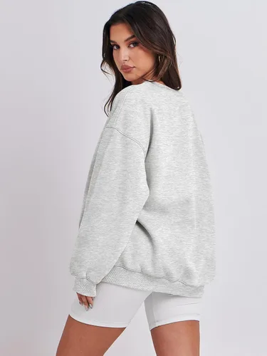 Miniatura 4 de ANRABESS Sudadera de gran tamaño para mujer, con cuello redondo, estilo Y2K, sudadera con capucha de forro polar, cómoda, camiseta informal, ropa