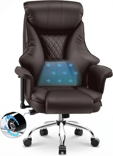 Miniatura 16 de AreShark Silla de oficina grande y alta, silla ejecutiva de escritorio de cuero con respaldo alto y soporte lumbar ajustable, ergonómica, cómoda