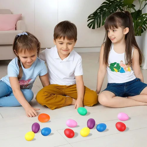 Miniatura 4 de Augshy Huevos de percusión musical, maracas, huevos de Pascua, juguetes para niños, 14 unidades (plástico)