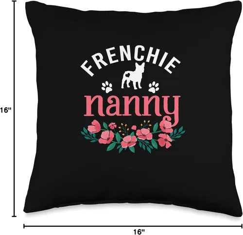 Miniatura 4 de Floral French Bulldog Matching Mother's Day Gifts Frenchie Nanny Gifts - Almohada de Navidad para mujeres, amantes de los perros y mascotas, 16 x 16