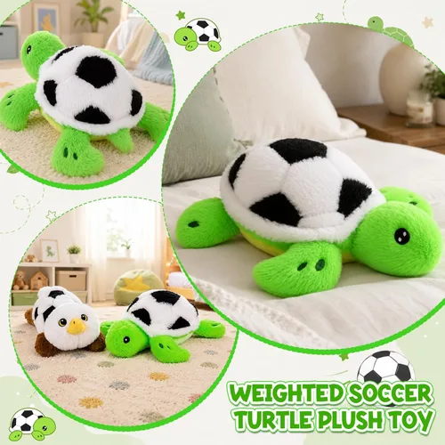 Miniatura 4 de 11 Inch Weighted Turtle Stuffed Animal, Soft Sea Turtle Soccer Plush Toy with Football Body, Cute Weighted Plushies for Kids Boys Girls, Ideal