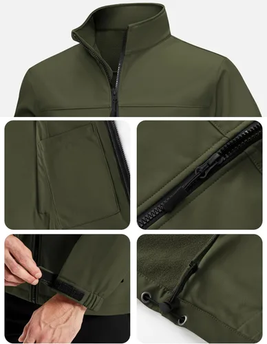 Miniatura 6 de TACVASEN Chaqueta ligera Softshell para hombre, con forro polar, rompevientos, impermeable, para senderismo táctico