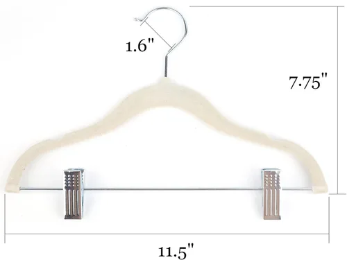 Miniatura 2 de Tosnail Paquete de 30 perchas de terciopelo para niños, perchas para ropa infantil, perchas para bebés con clips, color crema