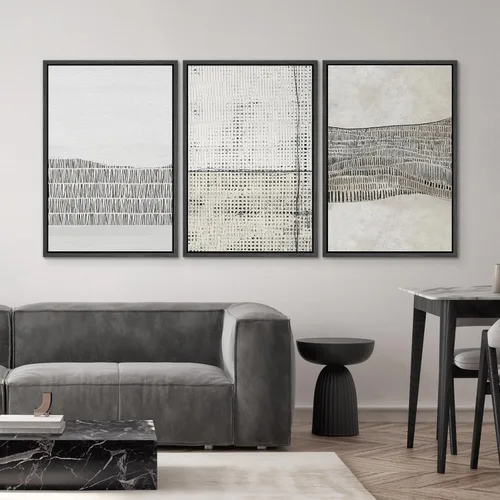 Miniatura 295 de SIGNWIN Lienzo enmarcado para pared, arte con pinceladas de flujo neutro en tonos beige abstractos, ilustraciones, arte moderno, decorativo