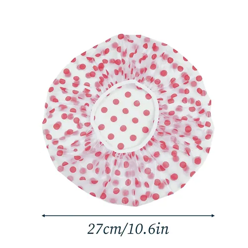 Miniatura 8 de 3 gorros de ducha, elásticos, reutilizables, impermeables, de plástico, para mujeres, mujeres, spa, salón de belleza (rojo, verde y azul)