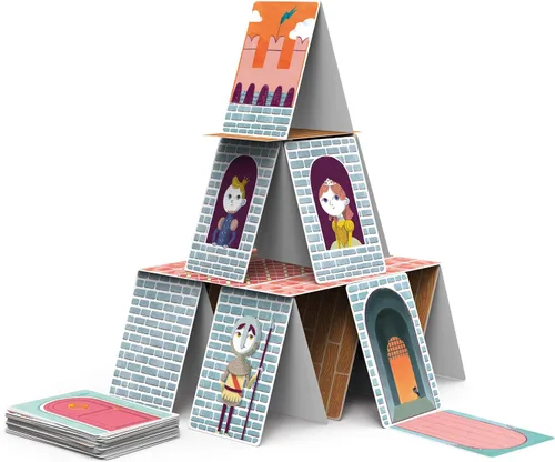 Miniatura 2 de Clementoni 16241, Sapientino, Castelli di Carte, Juego educativo de 6 años con azulejos ilustrados, naipes infantiles para crear castillos
