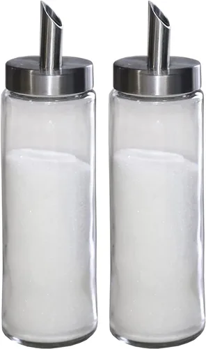 Neat Pour - Dispensador de azúcar, agitador y vertedor, estilo moderno, níquel cepillado con tapa de acero inoxidable, apto para lavavajillas para
