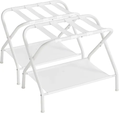 Miniatura 11 de SONGMICS Portaequipajes para habitación de invitados, juego de 2 soportes para maleta, marco de acero plegable, para hotel, dormitorio, soporta Negro