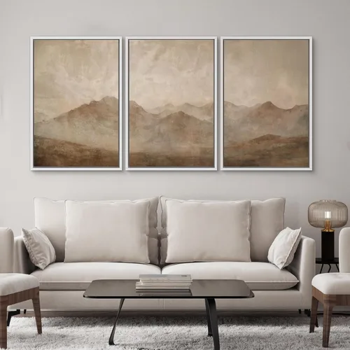 Miniatura 111 de SIGNWIN Lienzo enmarcado para pared, arte con pinceladas de flujo neutro en tonos beige abstractos, ilustraciones, arte moderno, decorativo