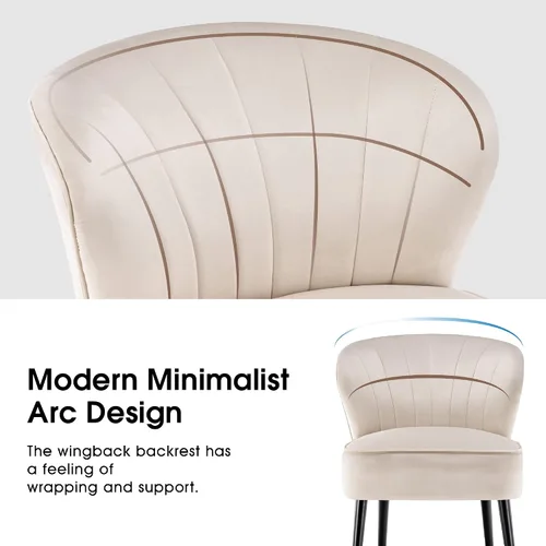 Miniatura 7 de MCombo Silla decorativa de terciopelo, sillas de club copetudas, silla auxiliar tapizada con patas, silla de tocador para sala de estar y dormitorio