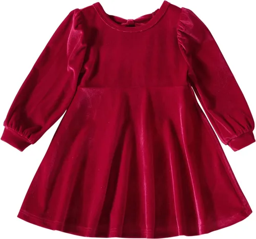 Miniatura 13 de IDOPIP Vestido tutú de terciopelo para niñas pequeñas, vestido de manga larga para princesa, Navidad, cumpleaños, fiesta, boda, vestidos de otoño e