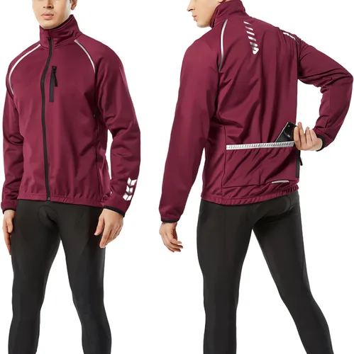 Miniatura 6 de Cycling Jackets for Men, Reflective Running Jacket Men Winter Cold Weather Cycling Clothing Full Zip with Pockets