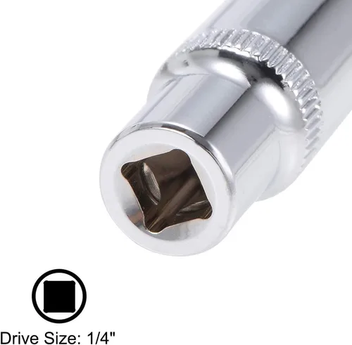 Miniatura 3 de uxcell Juego de 2 llaves de vaso de 1/4 pulgadas por 0.433 in de profundidad y poco profunda, Cr-V, 6 puntos, métrico