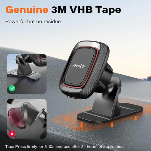 Miniatura 2 de APPS2Car Soporte magnético para teléfono para automóvil, soporte magnético para tablero de instrumentos, rotación de 360° con fuerte adhesivo VHB