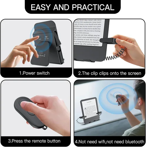 Miniatura 2 de Girador de páginas con control remoto y soporte para lectores electrónicos Kindle Paperwhite Oasis, girador de páginas de clic hacia adelante