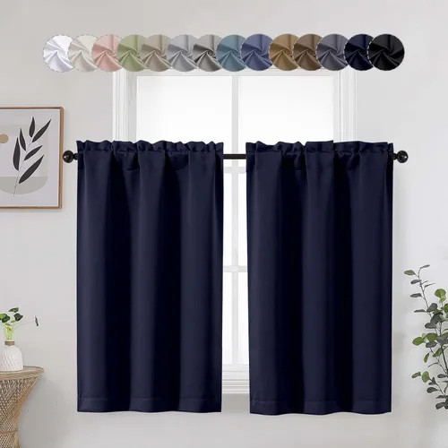 Miniatura 39 de Aqua Cafe - Juego de 2 paneles de cortinas opacas de 24 pulgadas de largo, con aislamiento térmico suave y sólido, para ventanas de baño, sótano