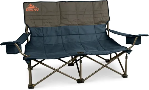Silla Kelty Low Loveseat sobredimensionada de 2 plazas plegable resistente para campamento, asiento doble para partidos de fútbol, reuniones previas