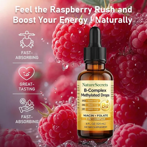 Miniatura 6 de NATURESECRETS B-Complex - Gotas metiladas, con B12 B6 B1, absorción sublingual, vitaminas B esenciales para energía y apoyo del sistema nervioso