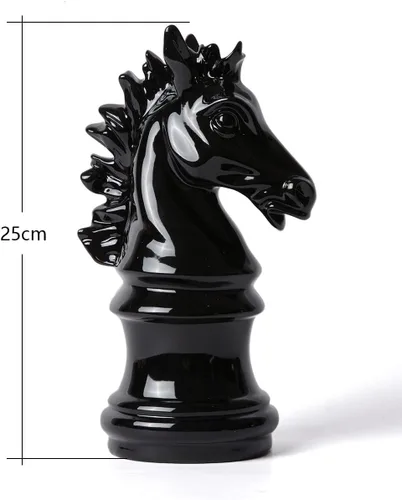 Miniatura 6 de Estatua de caballero de ajedrez moderna, escultura de regalo, decoración del hogar, arte para dormitorio, comedor, sala de estar, poliresina, negro