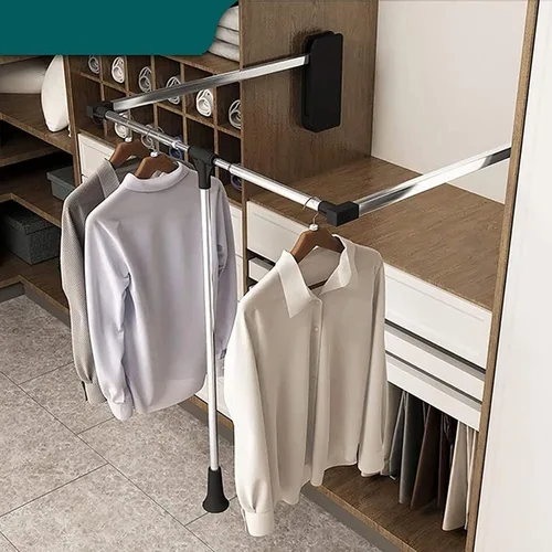 Miniatura 6 de SOBS Riel de barra de armario abatible, colgador de ropa elevable, barra de ropa para dormitorio, barra de armario, estante de acabado de ropa