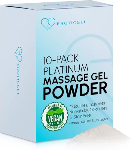 Gel en polvo de masaje prémium (paquete de 10) | Bolsa de viaje de 0.18 oz que hace 16.9 fl oz/16.9 fl oz | Fabricado en Japón | Sin parabenos ni