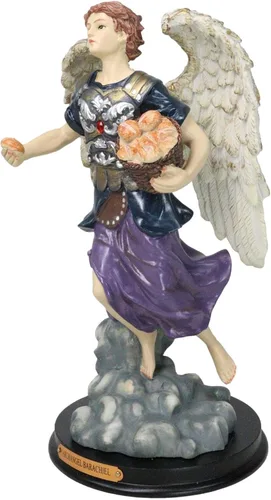 Miniatura 3 de Ebros Iglesia Católica Ortodoxa Ortodoxa Oriental Bizantina Colorido Arcángel Barachiel La Provisión de Dios Estatua con placa de nombre de latón