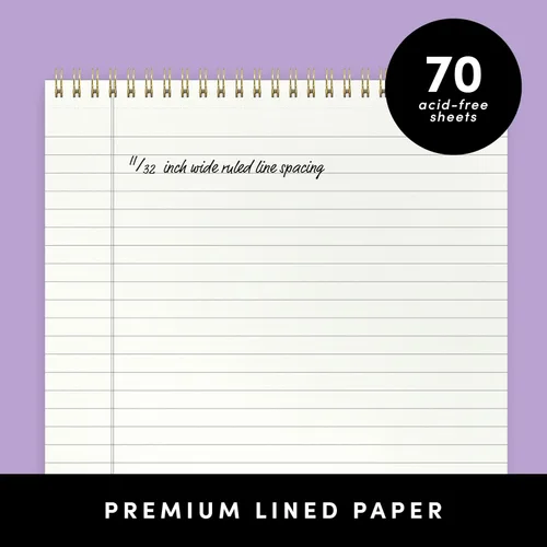 Miniatura 3 de PAPERAGE Cuaderno en espiral con tapa superior, paquete de 3, bloc de notas a rayas, (Gris claro/Azul marino/Verde salvia), 70 hojas (140 páginas)