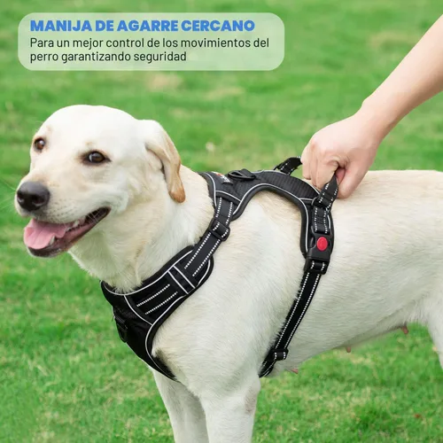 Miniatura 5 de TobeDRI - Arnés antitirones ajustable, reflectante, tela Oxford, arnés para perros medianos y grandes con una correa de 5 pies de regalo