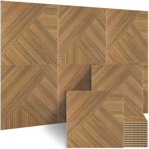 Miniatura 10 de BUBOS Paquete de 6 paneles de pared de madera acústica, paneles absorbentes de sonido de 23.6 x 23.6 pulgadas con respaldo adhesivo completo
