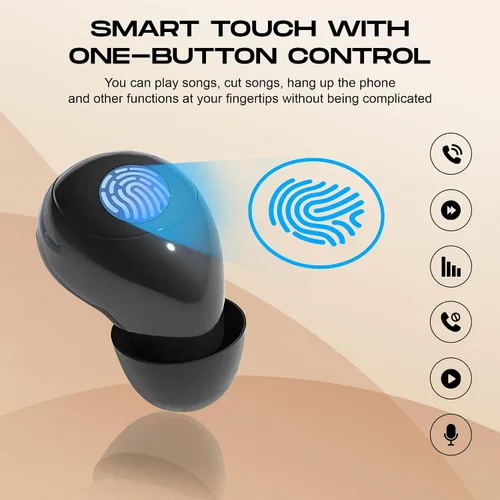 Miniatura 3 de Mini auriculares invisibles para trabajar y dormir, auriculares ocultos de perfil bajo con pantalla LED, sonido estéreo, auriculares más pequeños