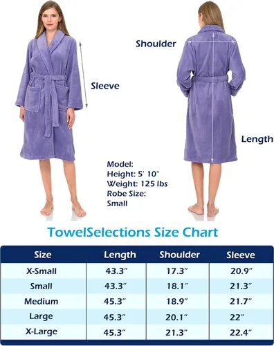 Miniatura 6 de TowelSelections Bata de baño de felpa para mujer, cuello de chal de forro polar
