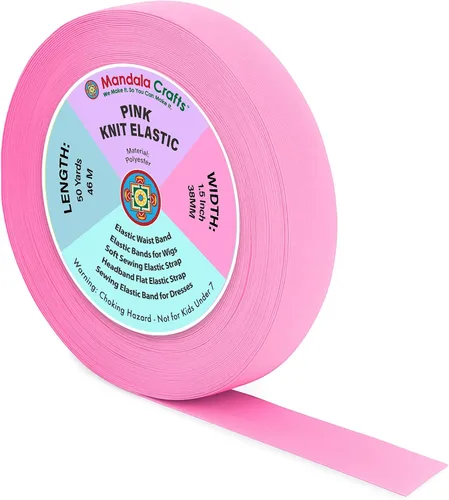 Miniatura 17 de Mandala Crafts Carrete de bandas elásticas anchas de 1/2 pulgada color beige para cinturas de pantalones, costura y manualidades DIY, 88 yardas