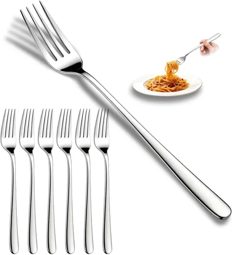 Tenedores de cocina de acero inoxidable 18/10 de alta calidad, juego de 6 piezas, tenedores de cubiertos de diseño clásico y moderno, aptos para