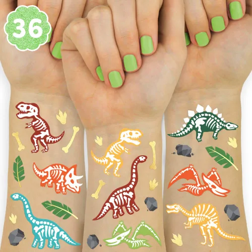 Miniatura 7 de xo, Fetti Tatuajes de dinosaurios - 38 estilos Suministros para fiestas de cumpleaños, recuerdos de fiesta de dinosaurios, decoraciones T-rex Niña