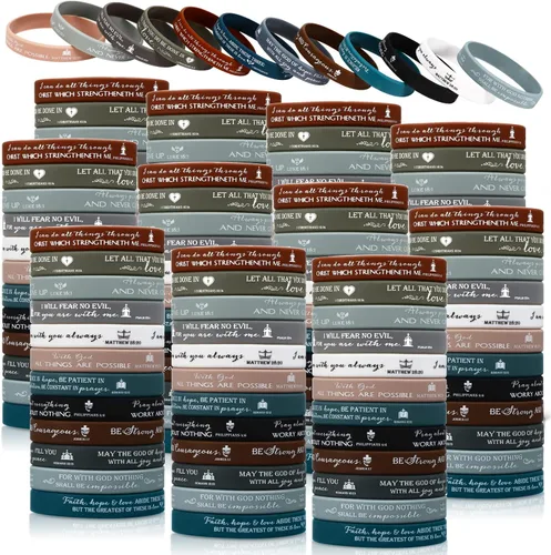 Miniatura 11 de Unittype 240 pulseras cristianas para el día de la madre, pulseras de silicona con versículos de la Biblia, pulseras de goma a granel