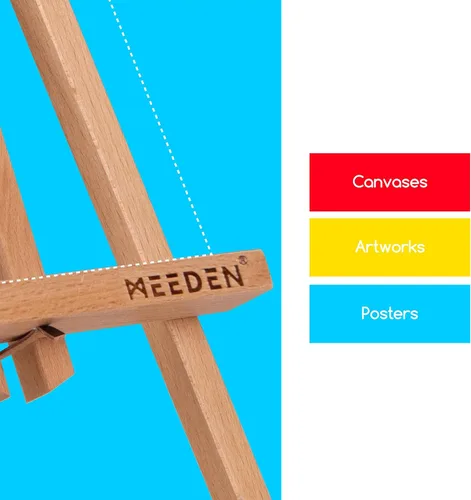 Miniatura 6 de MEEDEN Caballete de mesa de 16 pulgadas: paquete de 12 caballetes de madera de haya para pintar, soporte de lona para pintar carteles Natural