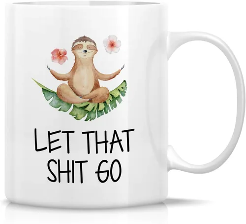 Miniatura 13 de Retreez Divertida taza de yoga con texto en inglés "I Do Yoga Because Punching People Is Frowned Upon Meditation", tazas de café de cerámica de 11