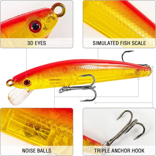 Miniatura 3 de Señuelos de pesca, señuelo grande y duro Minnow VIB con gancho de agudos Life-Like Swimbait Fishing Bait Popper Crankbait Vibe Sinking Señuelo