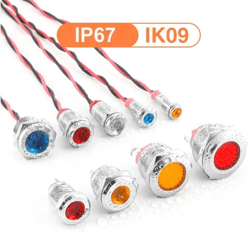 Miniatura 6 de Gebildet 5 unids 0.472 in AC/DC 12-24V LED indicador de metal luz impermeable señal lámpara piloto Dash direccional coche camión barco con alambre