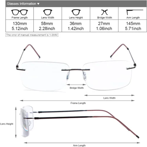 Miniatura 3 de YIMI Progressive - Lentes de lectura multienfoque sin montura UV400 para computadora, anti luz azul, lentes de transición para hombres y mujeres
