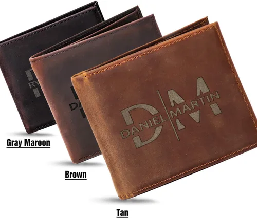 Miniatura 3 de Billeteras de cuero personalizadas para él, novio, marido, hombre, hijo, billetera plegable grabada para hombres, billeteras, regalo de hombre