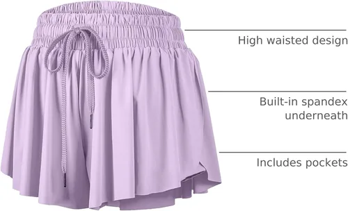 Miniatura 9 de Blaosn Pantalones cortos atléticos fluidos para mujer, gimnasio, yoga, entrenamiento, correr, pantalones cortos de tenis, falda falda linda, ropa