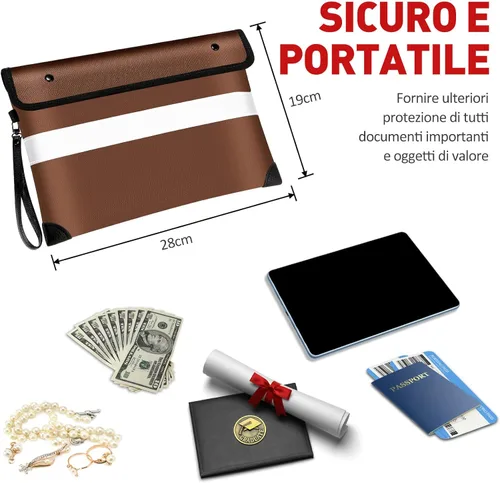 Miniatura 4 de Vailoin Bolsa de dinero ignífuga aislada de 6200℉ para dinero en efectivo con cremallera impermeable, pequeña bolsa ignífuga, bolsa de dinero a