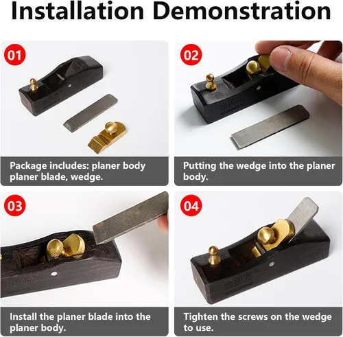 Miniatura 4 de Mini cepilladora de madera - Cepilladora manual de 3.2 pulgadas para carpintería, plano de corte de madera de fondo plano, plano de mano de bloque
