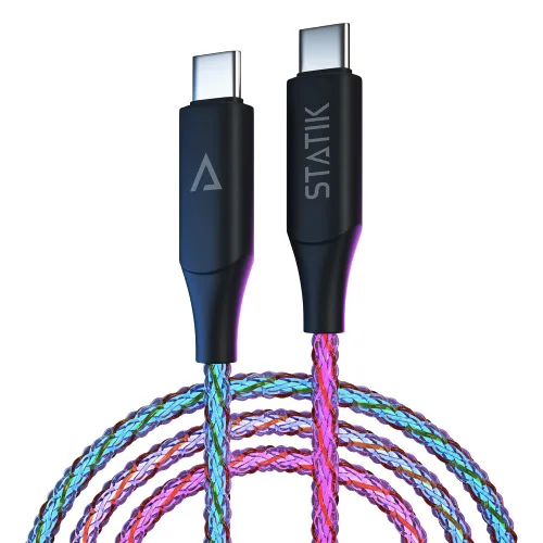 Cable de Carga Iluminado Statik - Cable de Carga LED Trenzado GloBright, Cable de Carga 100W Iluminado Super Rápido, Transferencia de Datos, Cable