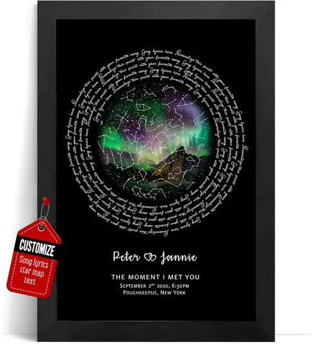 Miniatura 13 de VICILO Póster personalizado con letras de canciones, lienzo para decoración de pared, acordes de canción perfecta, regalo de aniversario de un año