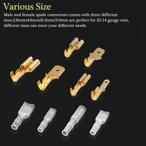 Miniatura 6 de Twidec/360Pcs 2.8/4.8/6.3mm Kit surtido de terminales de engarce rápido con conectores de pala macho y hembra, bloque de terminales de engarce