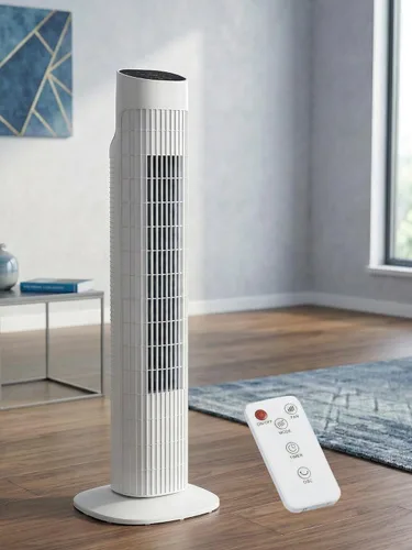 Uthfy Ventilador de torre para dormitorio, ventilador oscilante de 120° con modo de sueño silencioso, 3 velocidades y 3 modos, temporizador de 7.5