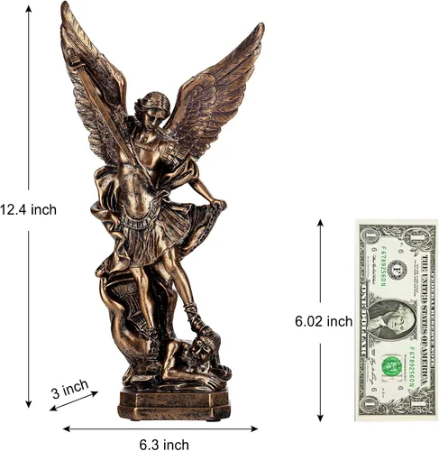 Miniatura 2 de Estatua de San Miguel Arcángel de 31.8 cm de bronce, estatua de San Miguel, estatuas de resina del arcángel San Miguel, estatuillas de San Miguel