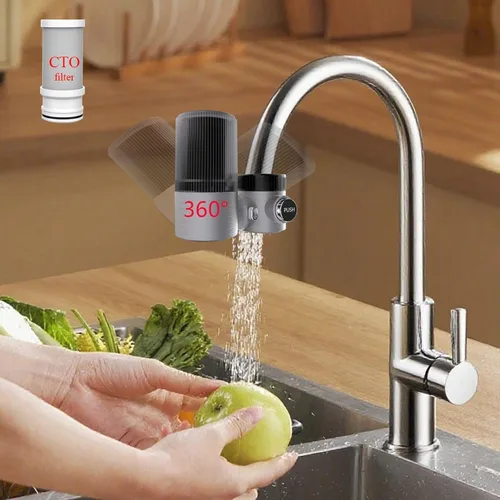 Vortopt Filtro avanzado para grifo de fregadero, purificador de agua giratorio de 360 °, filtración de nivel 5 certificada por NSF, compatible con